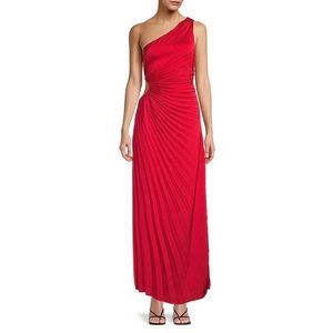 DELFI Solie Pleated One-Shoulder Gown - Red $398